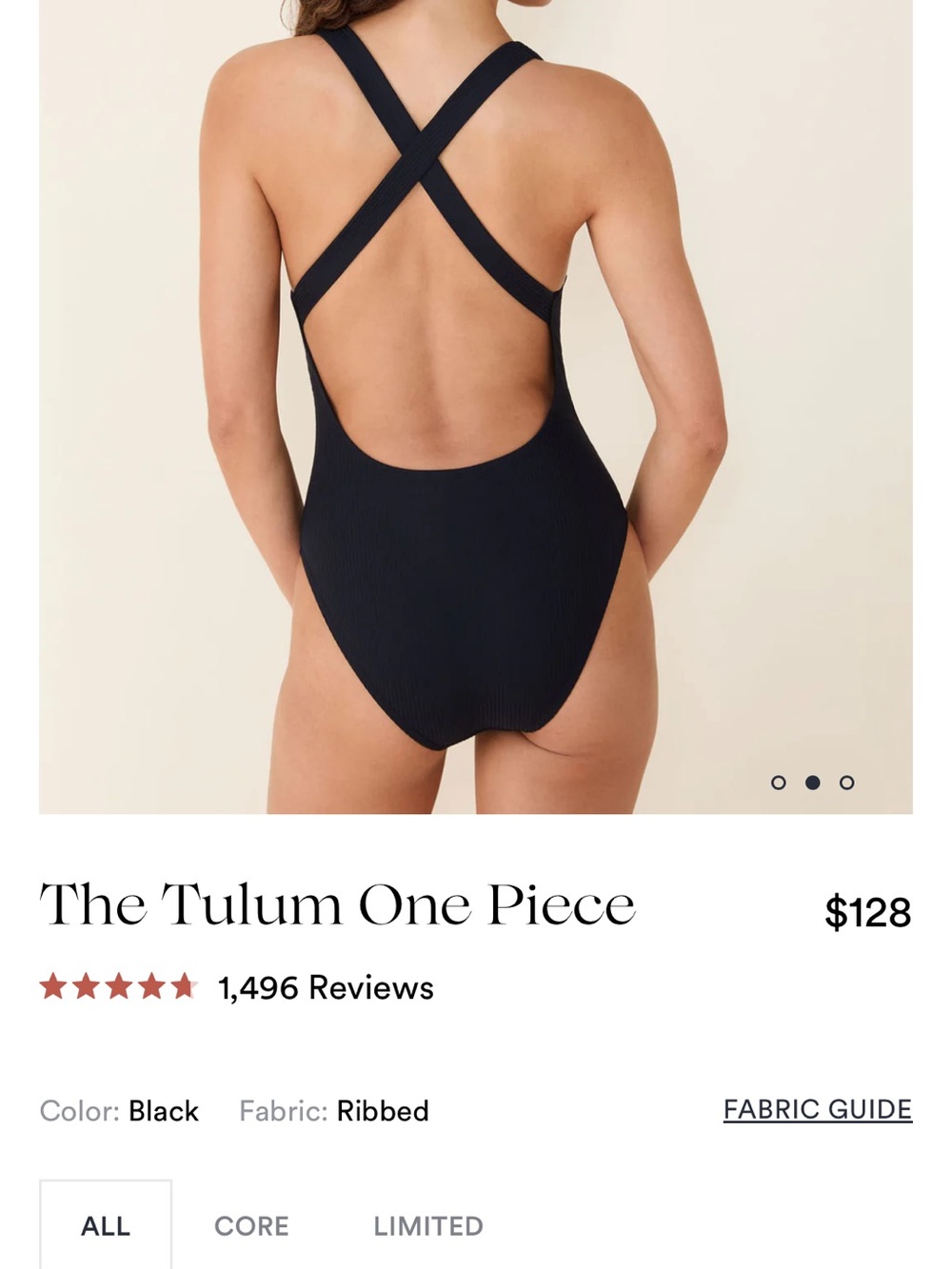 Andie The Tulum One Piece Swimsuit 
Ribbed - Black - Long Torso